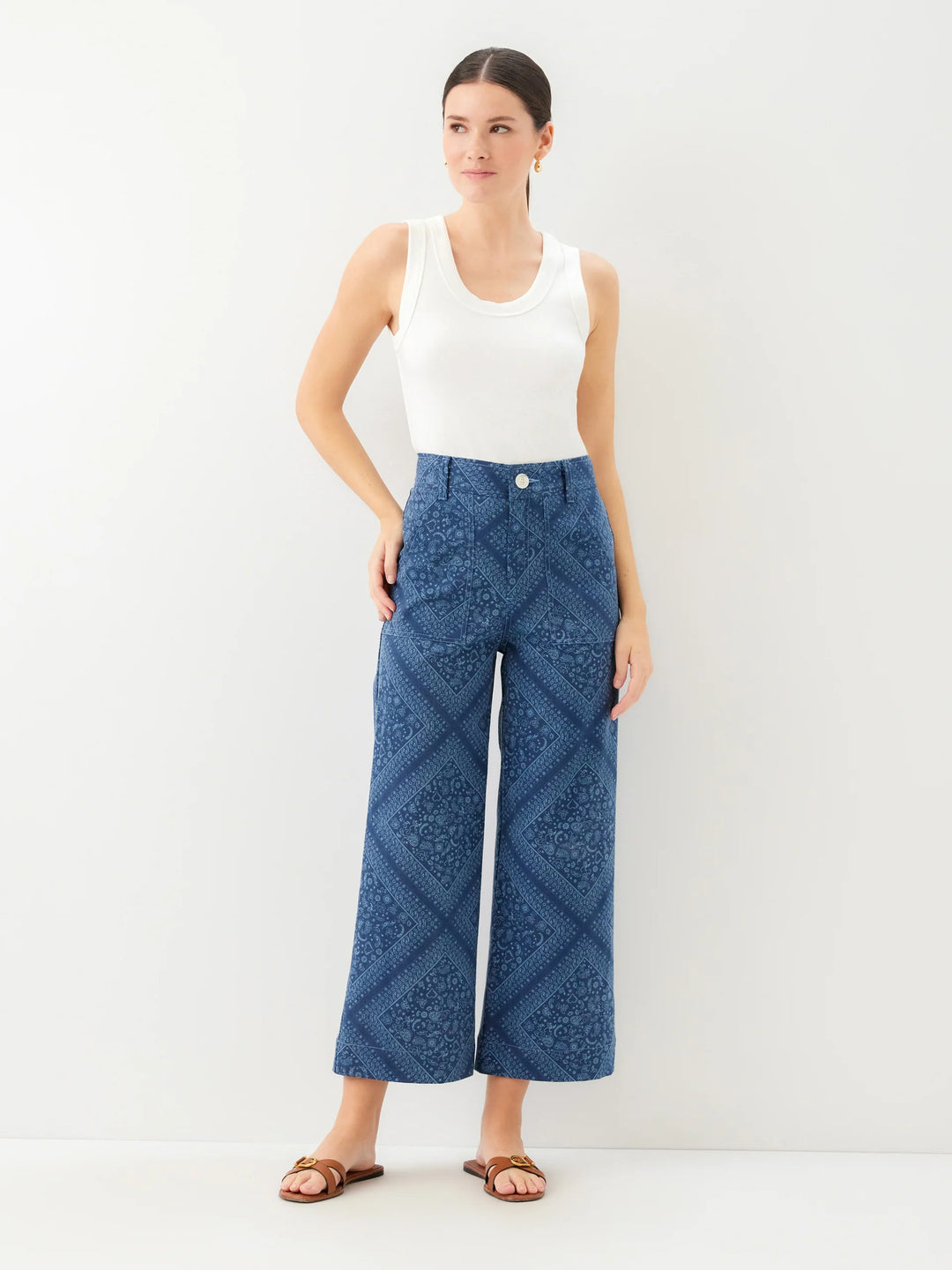 Fifteen Rylee Bandana Print Cropped Pants