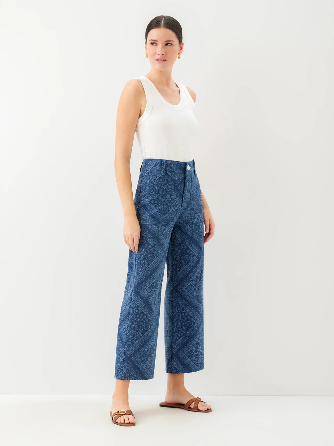 Fifteen Rylee Bandana Print Cropped Pants