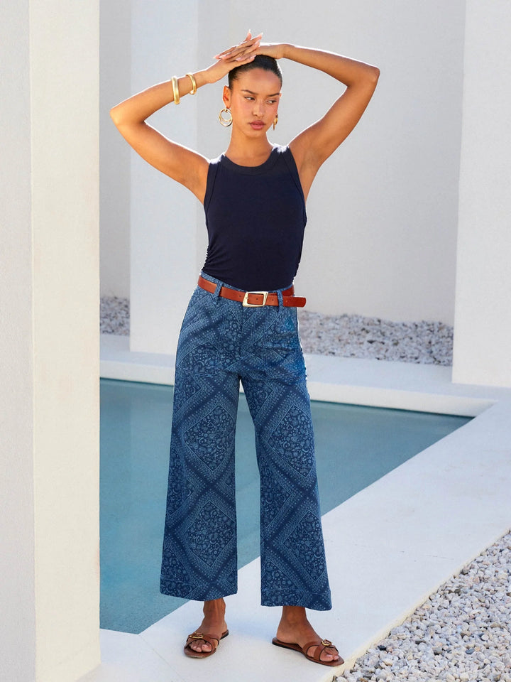Fifteen Rylee Bandana Print Cropped Pants