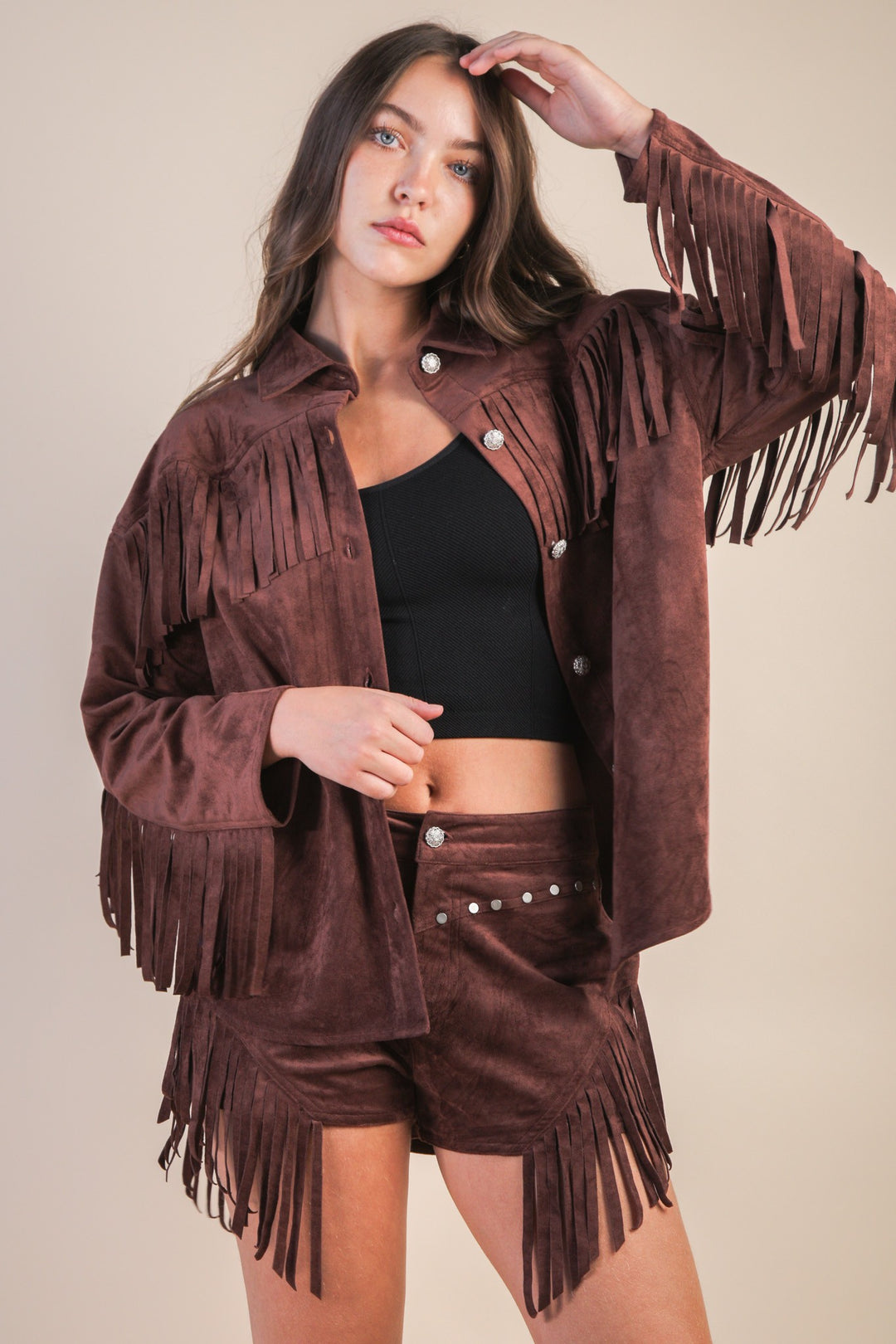 Very J Fringe Suede Jacket