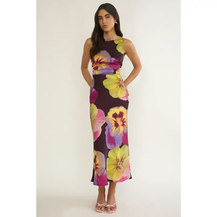One & Only Boatneck Floral Midi Dress
