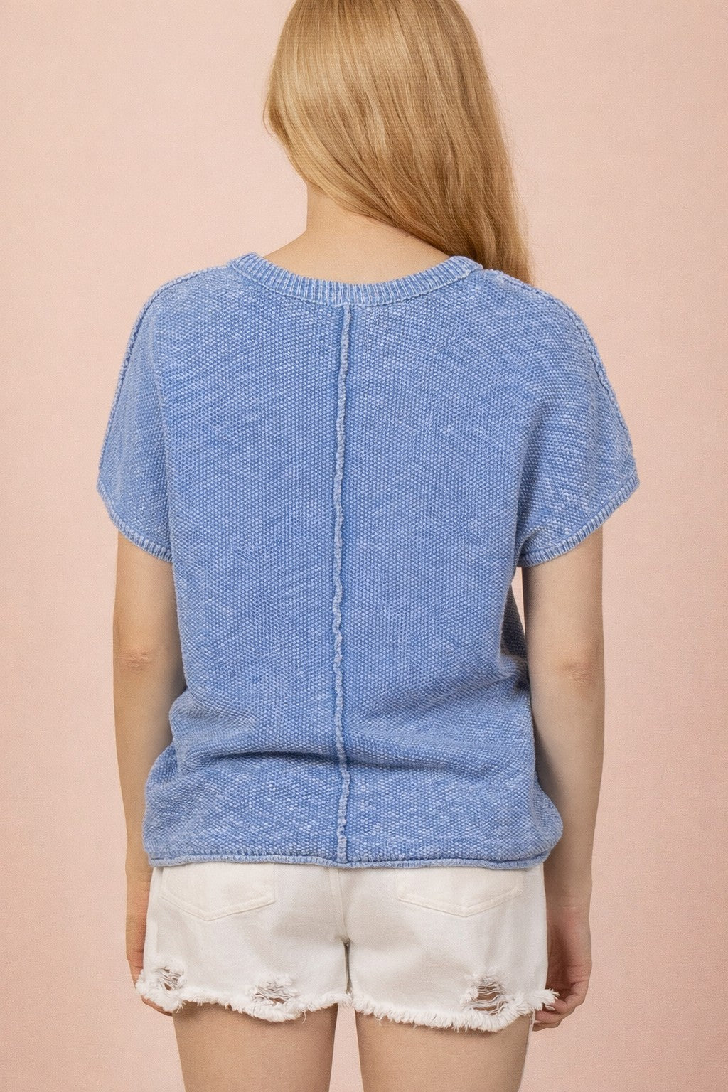 Very J Mineral Washed Knit Casual Sweater