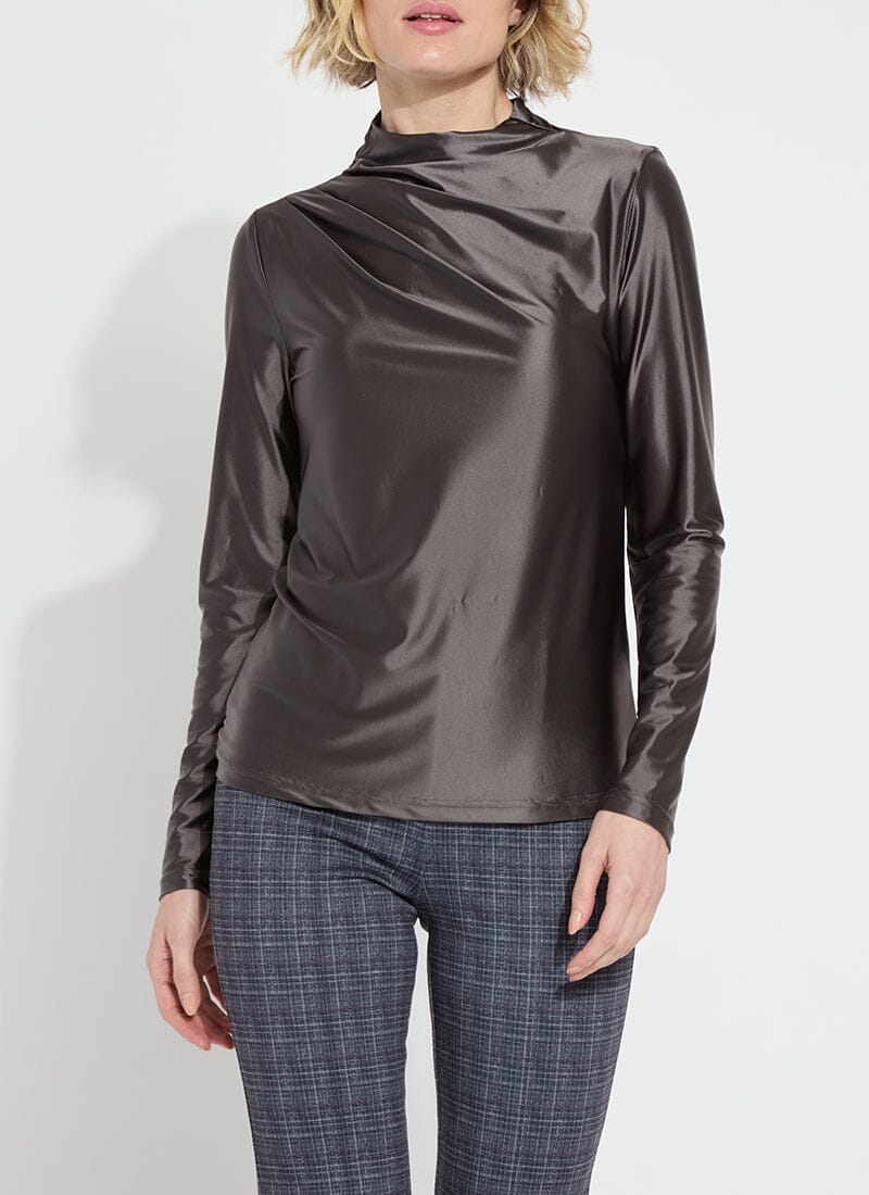 Lysse Shalom Satin Jersey Funnel Neck Top