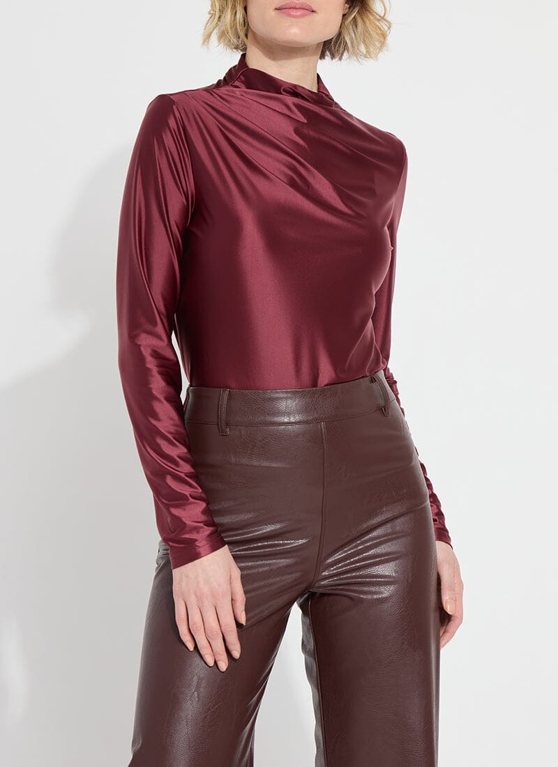 Lysse Shalom Satin Jersey Funnel Neck Top