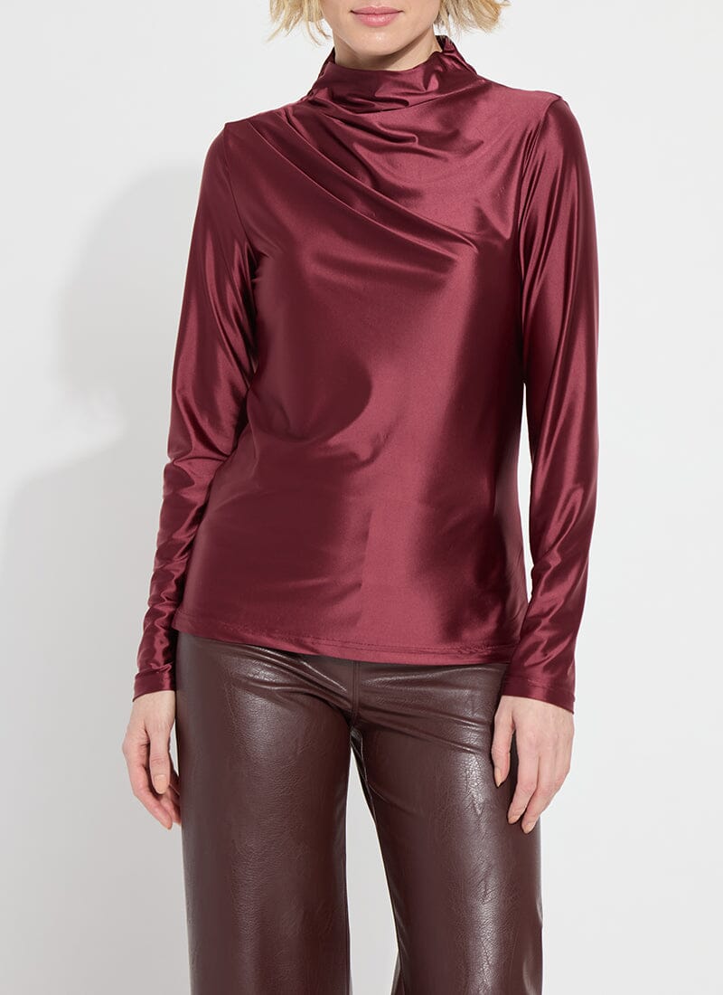 Lysse Shalom Satin Jersey Funnel Neck Top