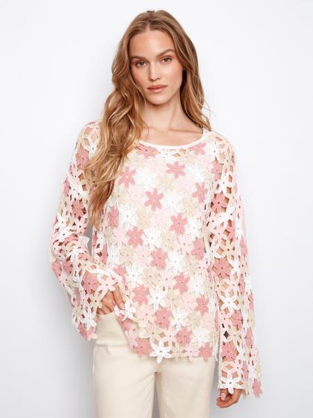 Charlie B Cotton Blend Crochet Flower Top