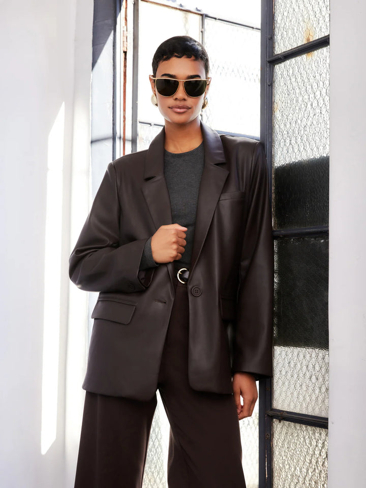 Fifteen Twenty Regan Faux Leather Blazer
