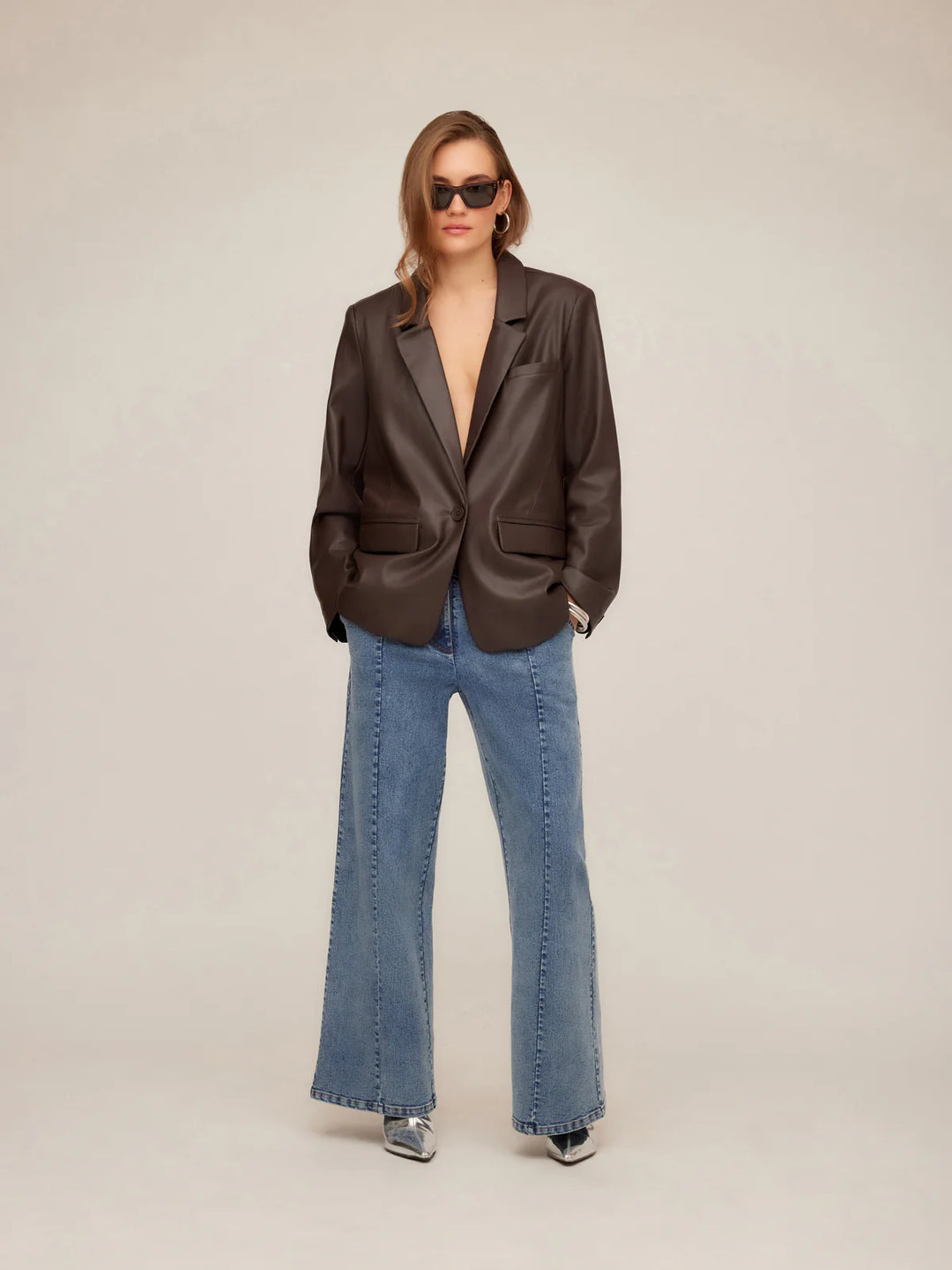 Fifteen Twenty Regan Faux Leather Blazer