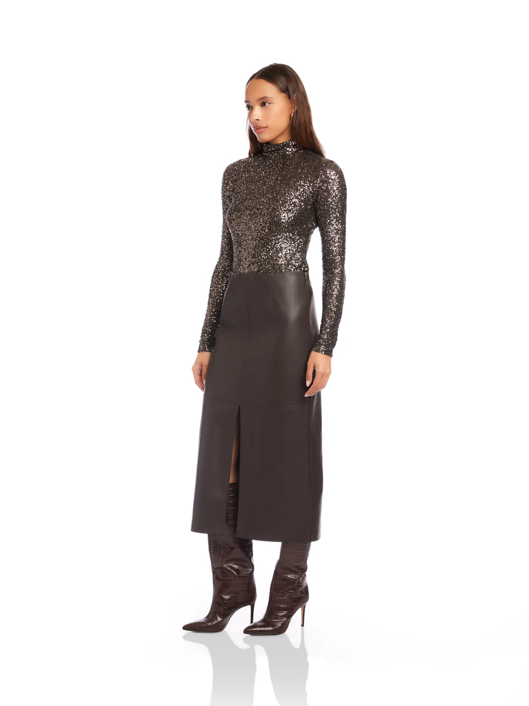 Fifteen Twenty Kaia Faux Leather Midi Skirt