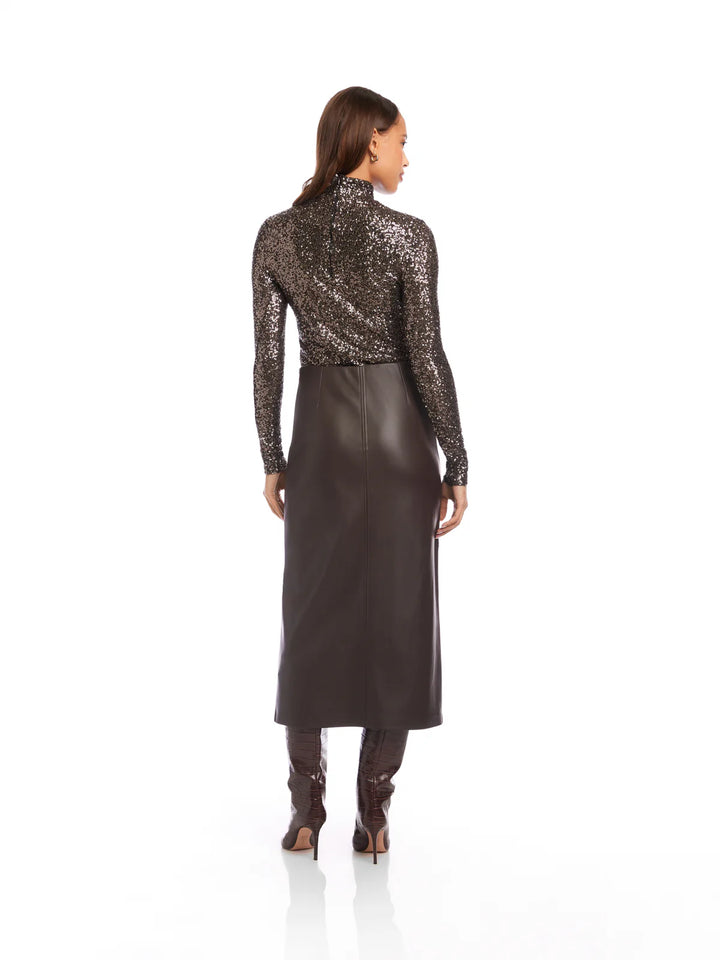 Fifteen Twenty Kaia Faux Leather Midi Skirt