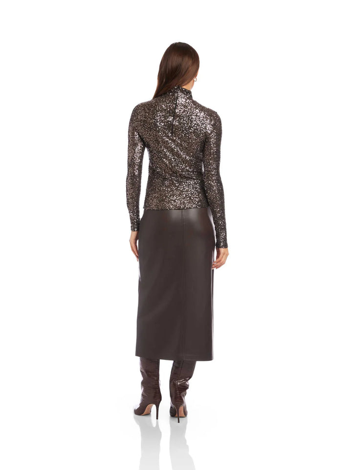 Fifteen Twenty Mara Sequin Mock Neck Top