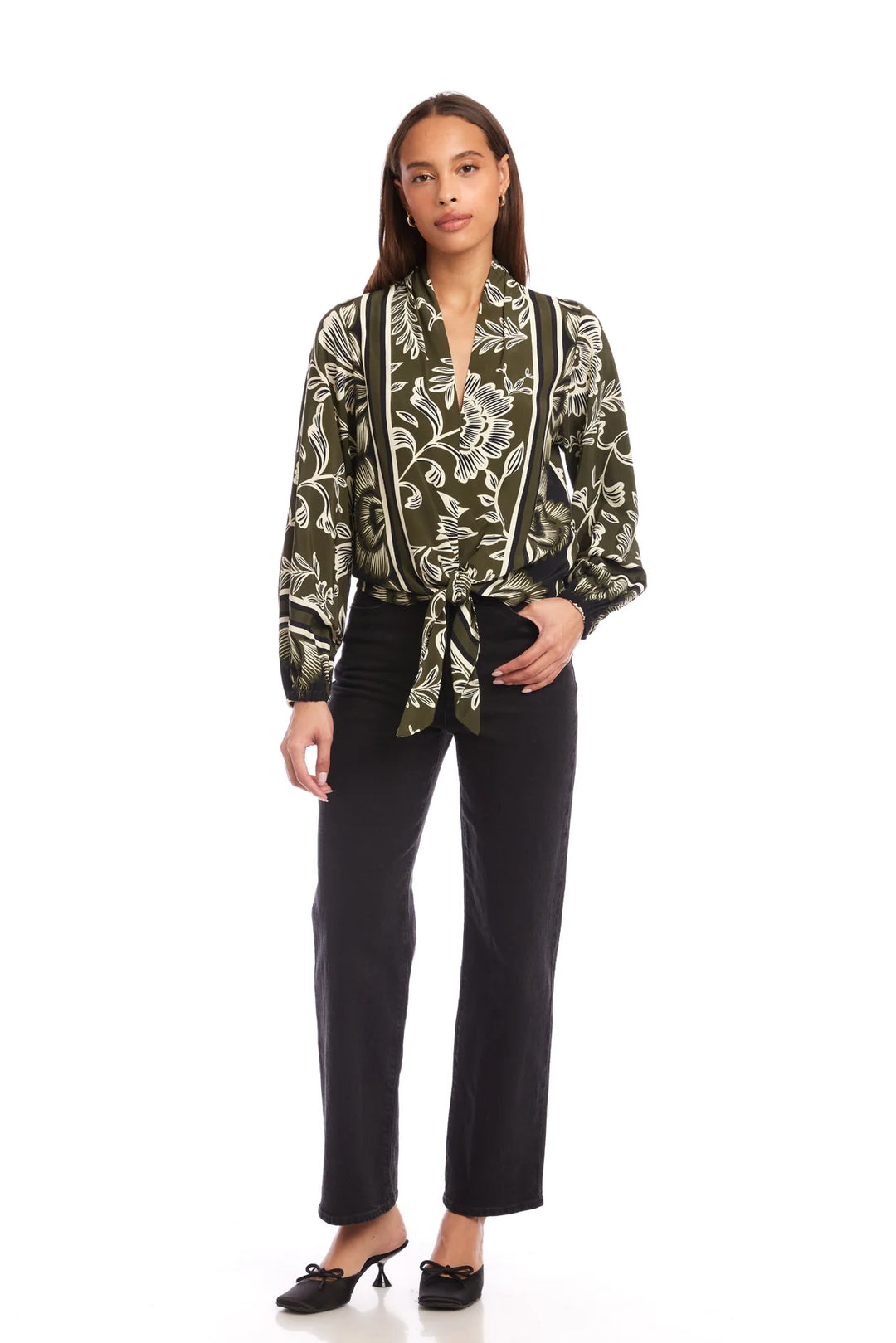 Fifteen Twenty Scarlet Tie Front Top