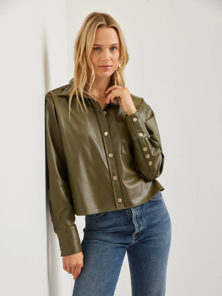 Fifteen Twenty Victoria Faux Leather Top