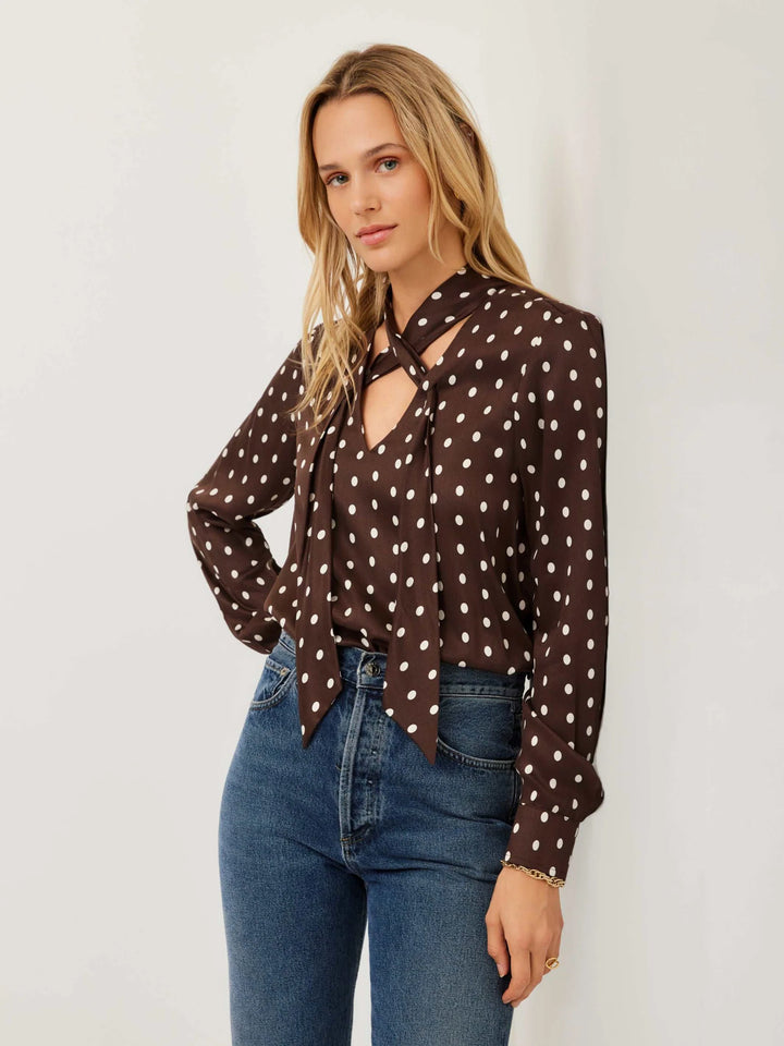 Fifteen Twenty Janine Tie Neck Top