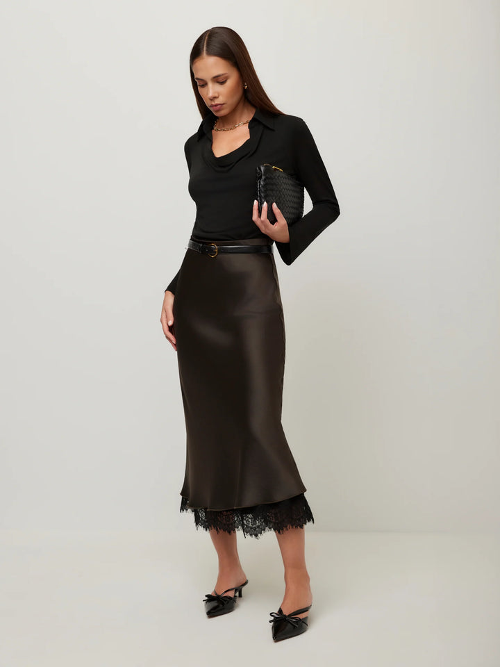 Fifteen Twenty Mia Lace Trim Bias Midi Skirt
