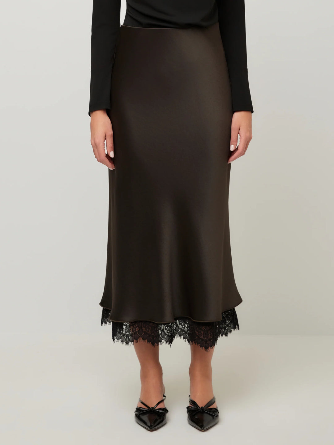 Fifteen Twenty Mia Lace Trim Bias Midi Skirt
