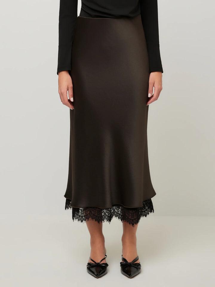 Fifteen Twenty Mia Lace Trim Bias Midi Skirt