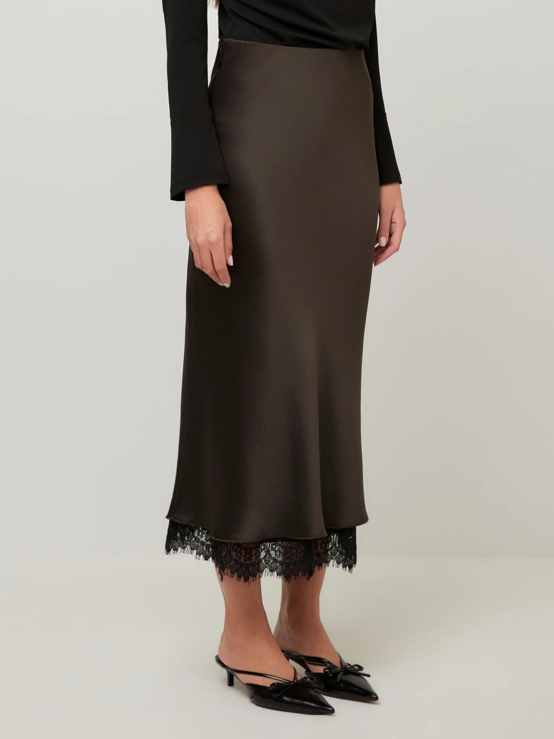 Fifteen Twenty Mia Lace Trim Bias Midi Skirt
