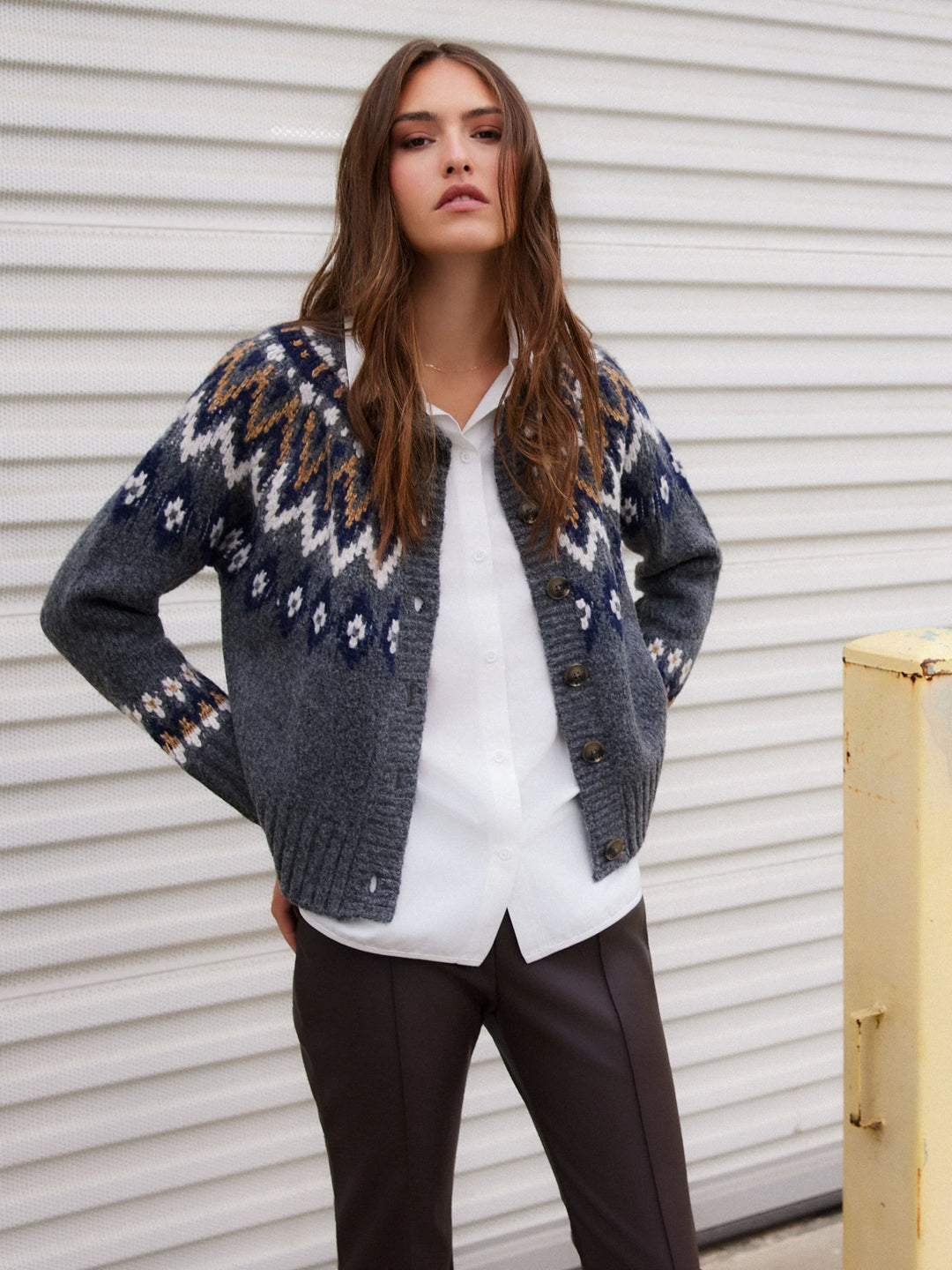 Fifteen Twenty Alina Mixed Media Jacquard Cardigan