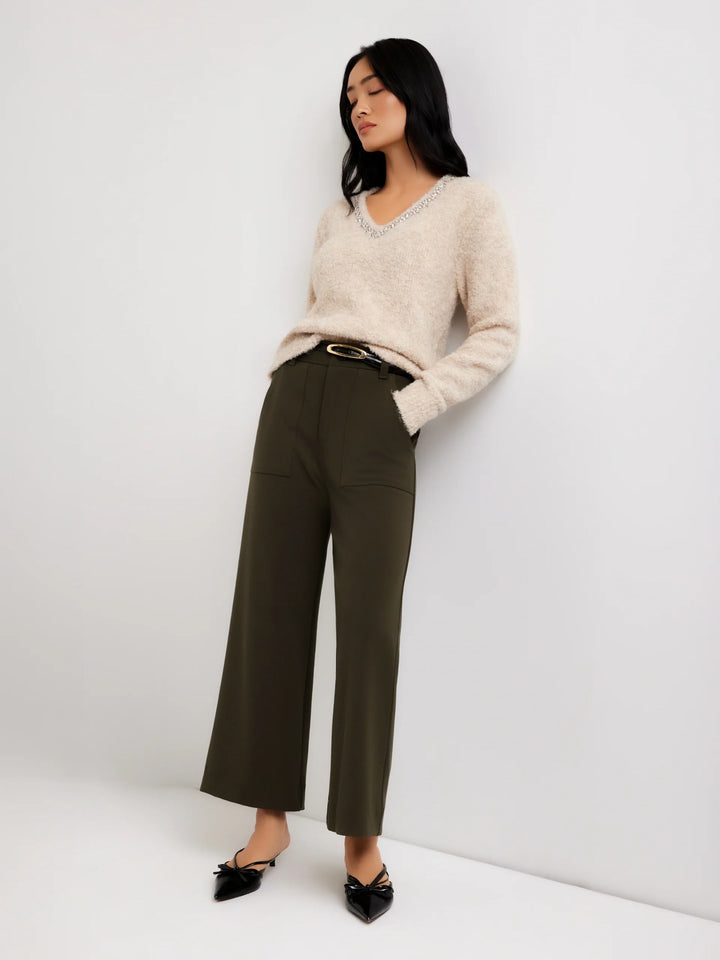 Fifteen Twenty Ash Embellished V Neck Sweater
