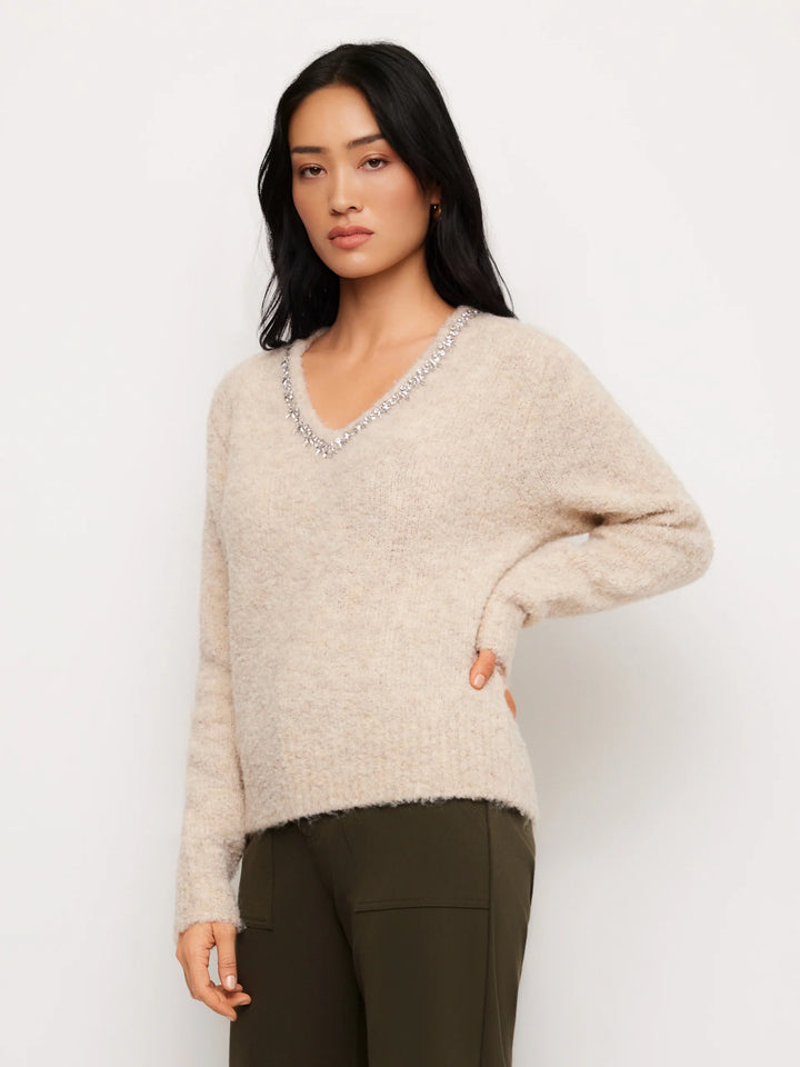 Fifteen Twenty Ash Embellished V Neck Sweater
