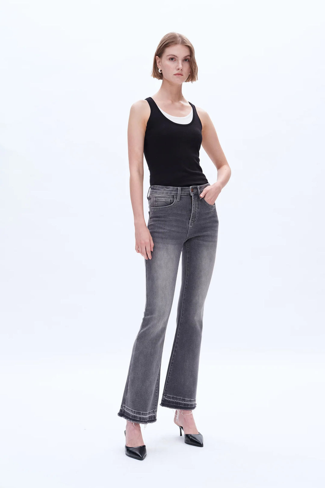 Charlie B Solid Denim Schlaghose