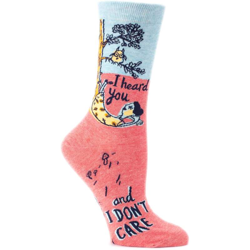 Blaue QI Heard You Don't Care Crew-Socke