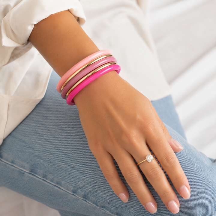 Joia Metal Marble Multi Stackable Bangle Bracelet