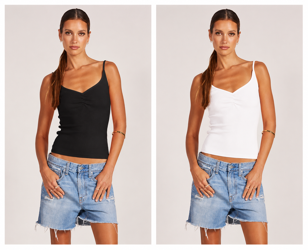 Bobi Shirred Front Cami Tank