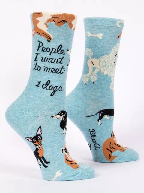 Blue Q People To Meet Dogs Crew Socks