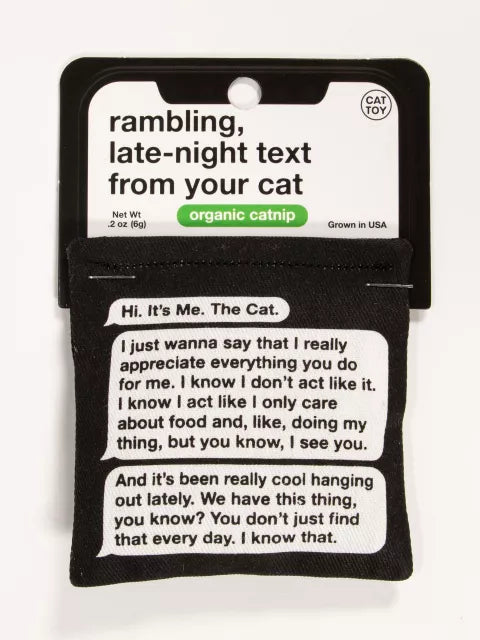 Jouet à herbe à chat avec texte Rambling Blue Q