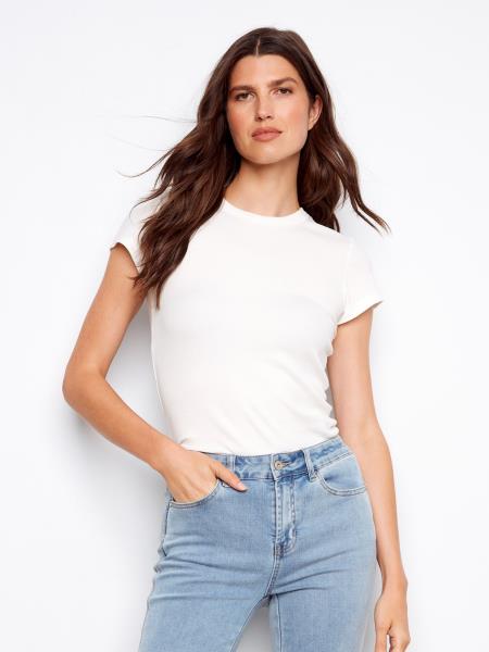 Charlie B Tencel Rib Crew Neck T-Shirt