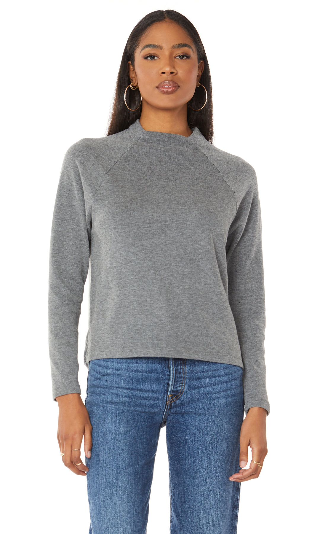 Bobi LS Raglan Mock Neck Top