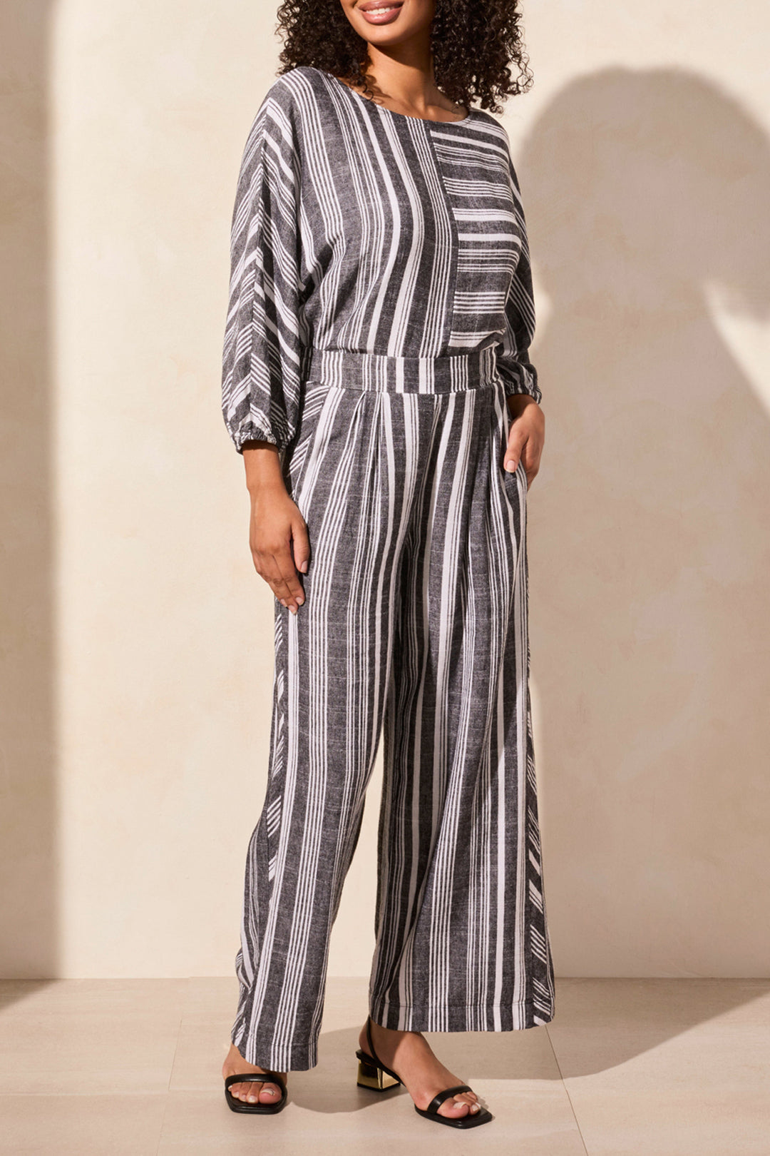 Tribal Pull On Flowy Wide Pant with Pockets