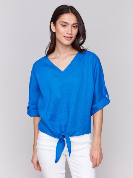 Charlie B Dolman 3/4 Roll Up Sleeve with Front Tie