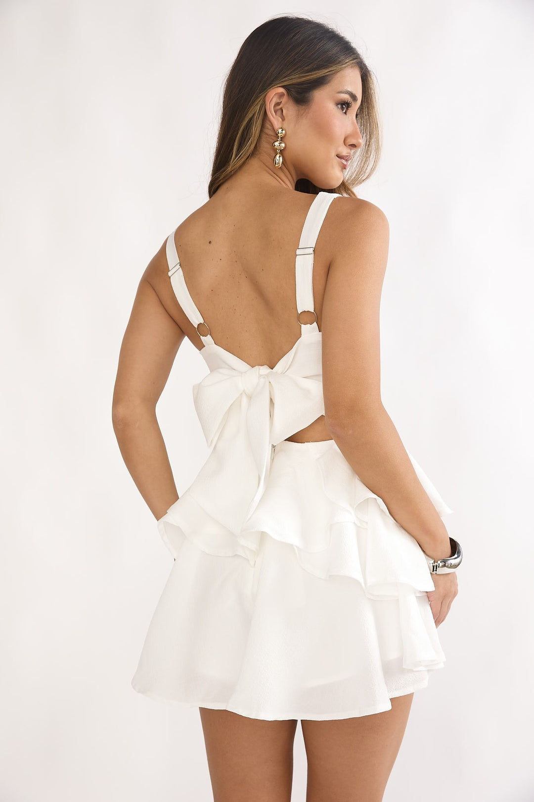One & Only Thick Strap Tie Back Ruffle Skirt Dress