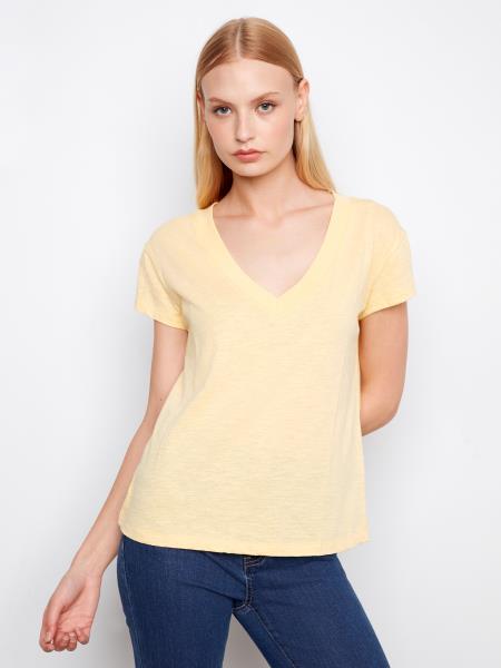 Charlie B Organic Cotton Drop Shoulder V-Neck T-Shirt