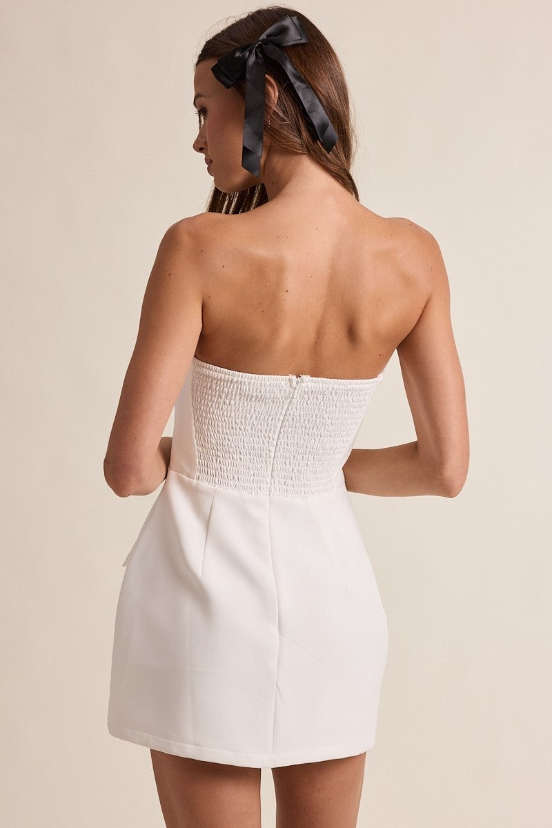 Sky To Moon Solid Front Pocket A-Line Tube Mini Dress