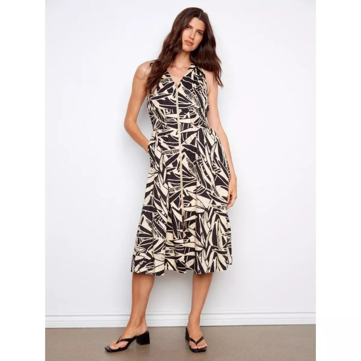 Charlie B Printed Cotton Voile Front-Zip Maxi Dress