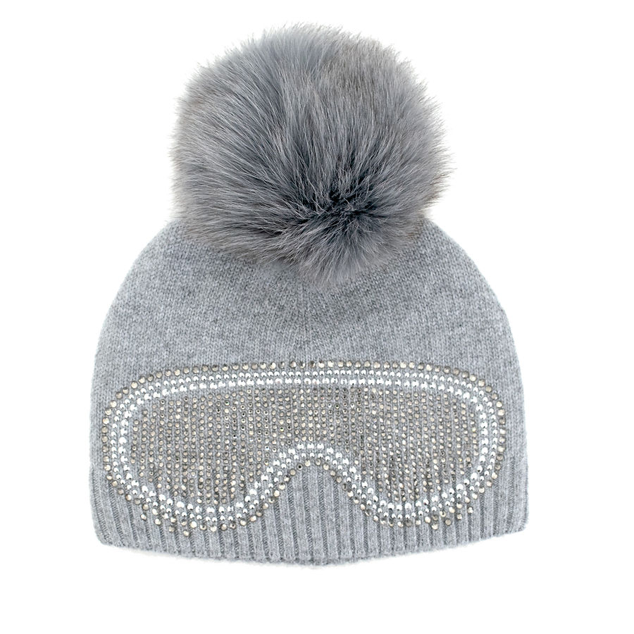 Mitchie's Matchings Ski Goggle Beanie With Fox Pom