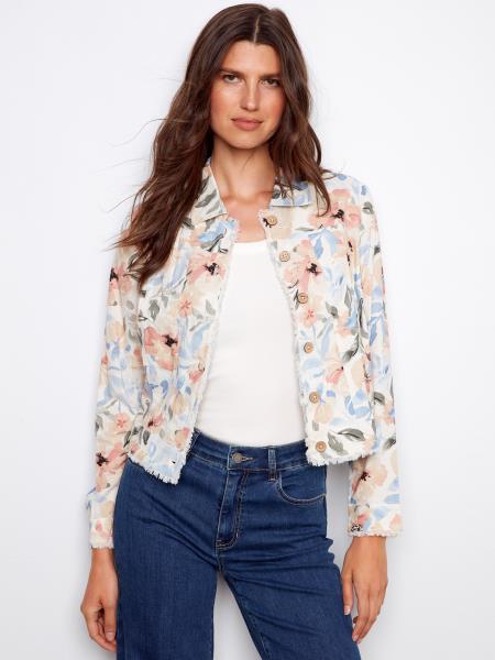 Charlie B Printed Linen Blend Jacket