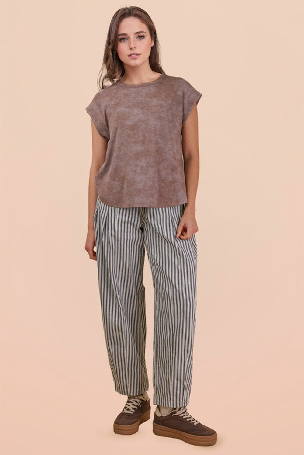 Vey J Striped Barrel Denim Pants