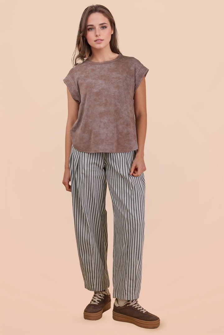 Vey J Striped Barrel Denim Pants