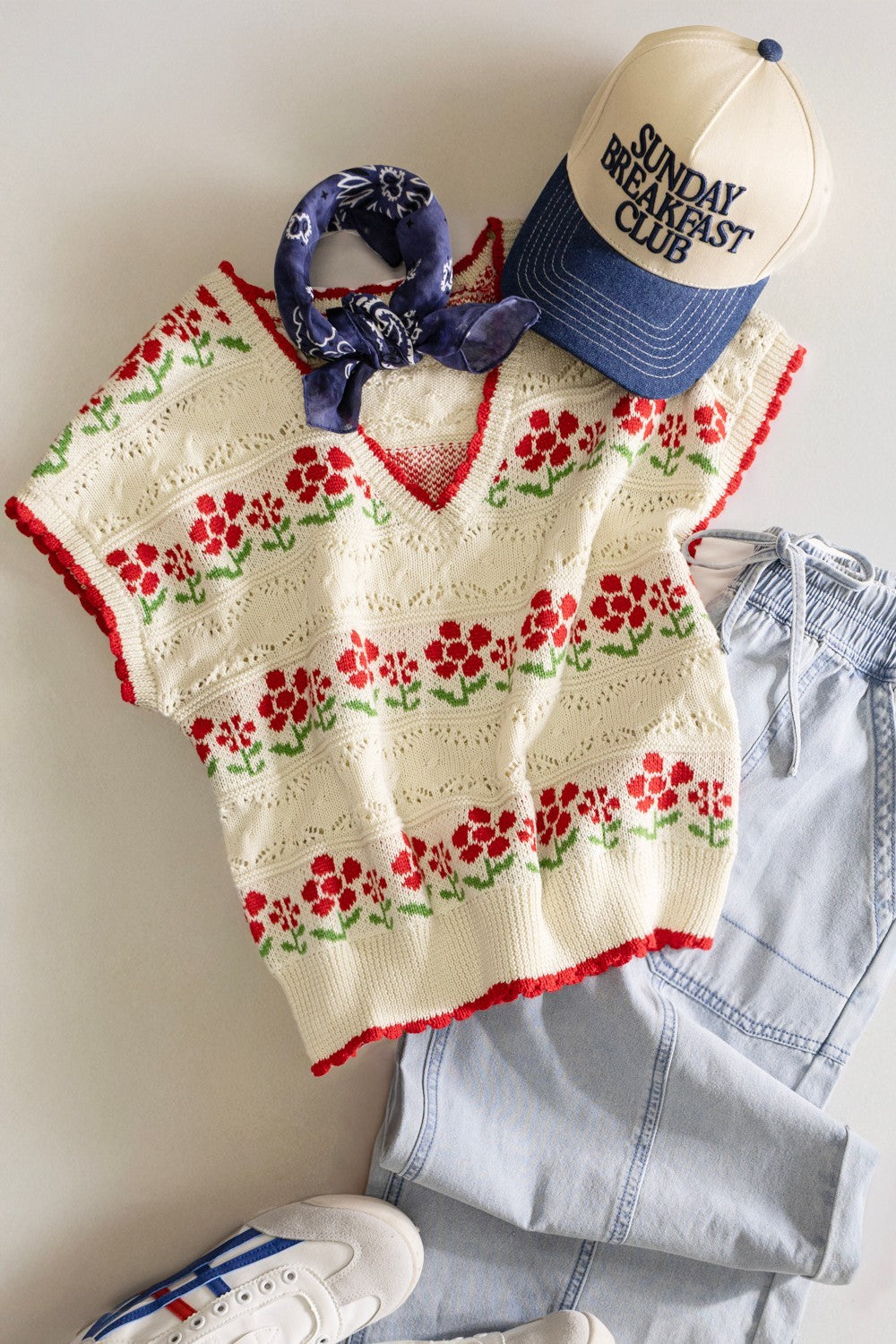 Very J Striped V-Neck Short Sleeve Sweater