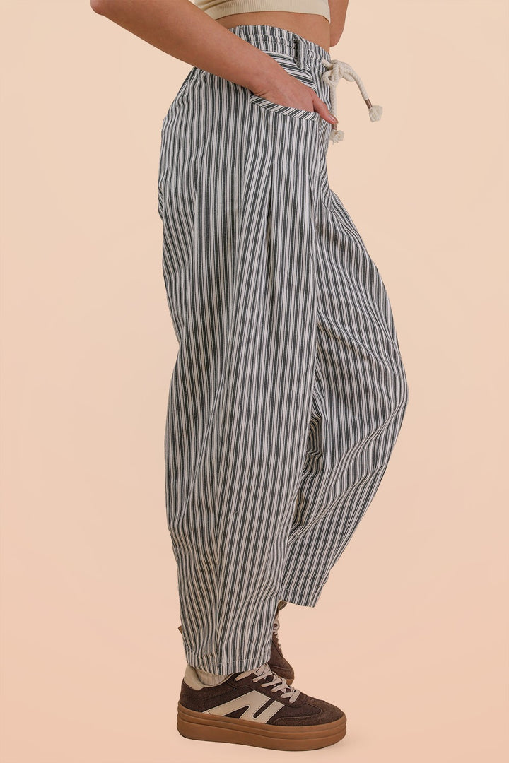 Vey J Striped Barrel Denim Pants