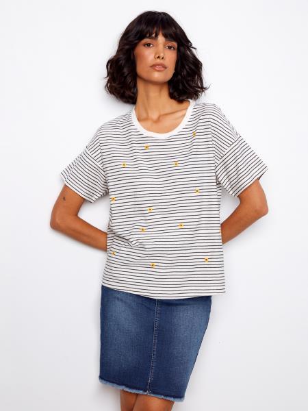 Charlie B Yarn-Dye Short Sleeve Crew Neck T-Shirt