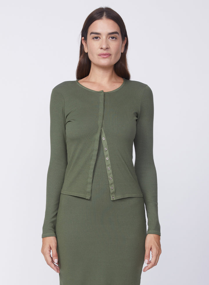 Stateside Rib Long Sleeve Snap Front Cardigan