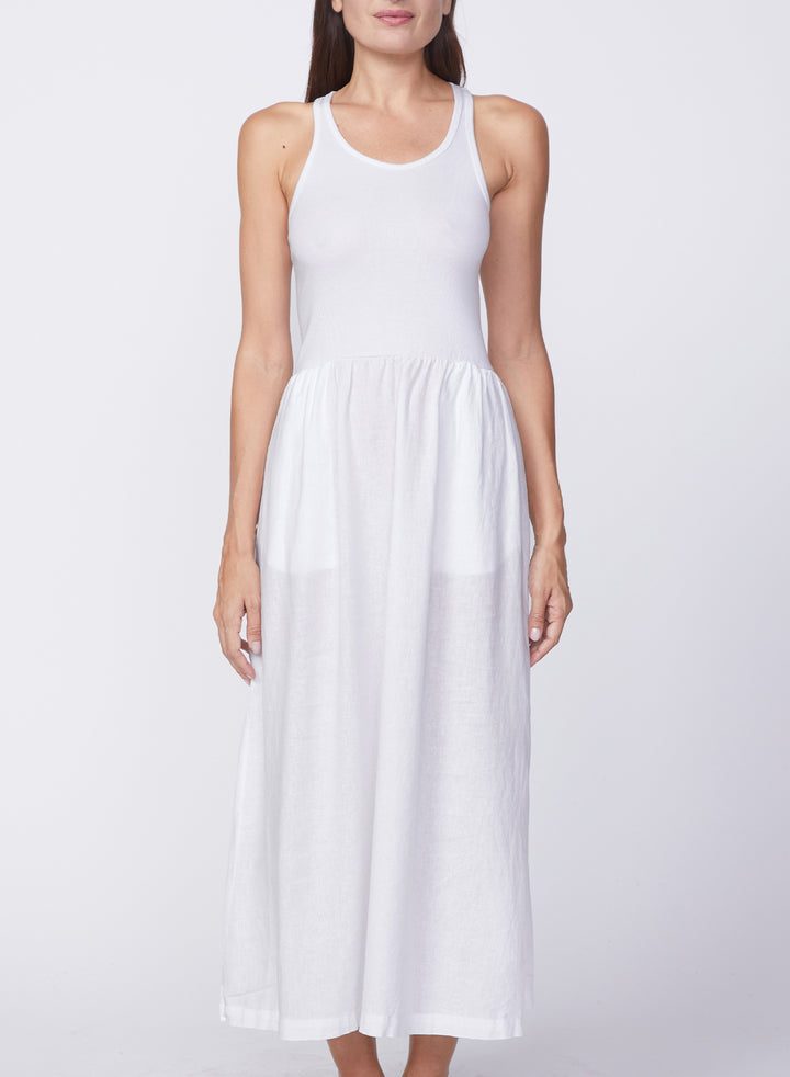 Stateside Linen Racerback Mix Media Midi Dress