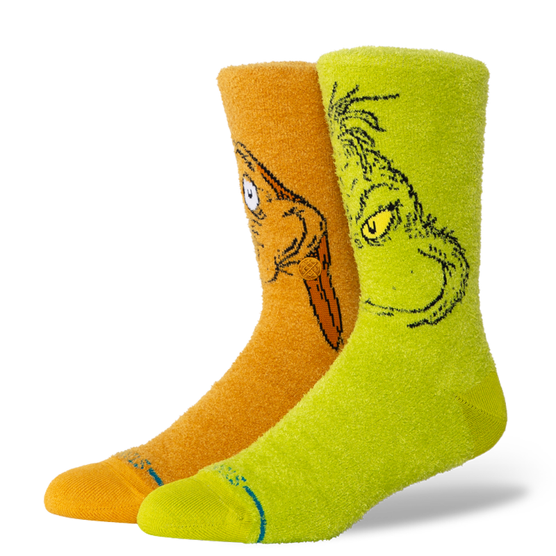 Stance Grinch and Max Fuzzy Crew Socks