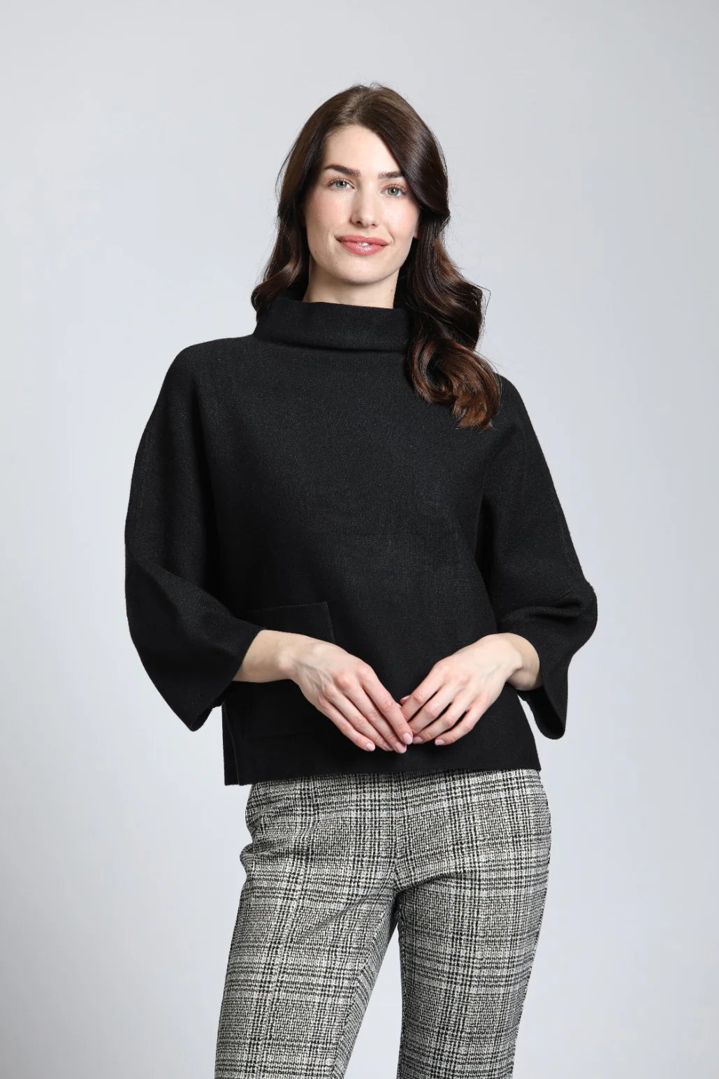 APNY Funnel Neck Sweater With Patch Pocket